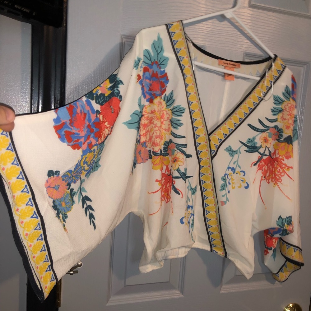 Flying Tomato Floral Surplice Top